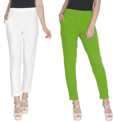 Green and White Kurti Pant - Pack of 2