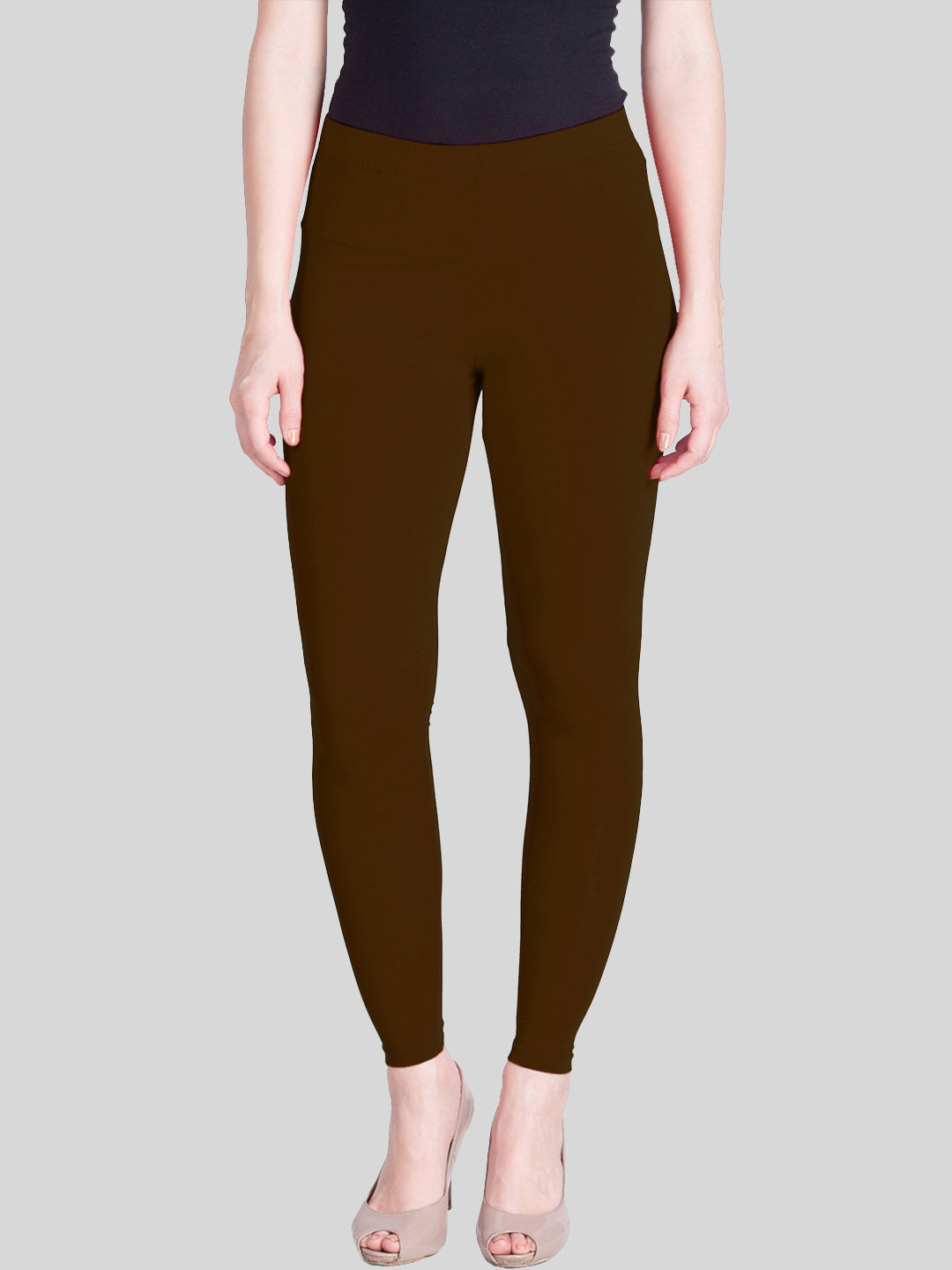 Brown Color Women Cotton Stretchable Ankle Length Legging-LGA58