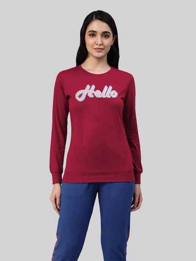 Maroon printed t shirt for women