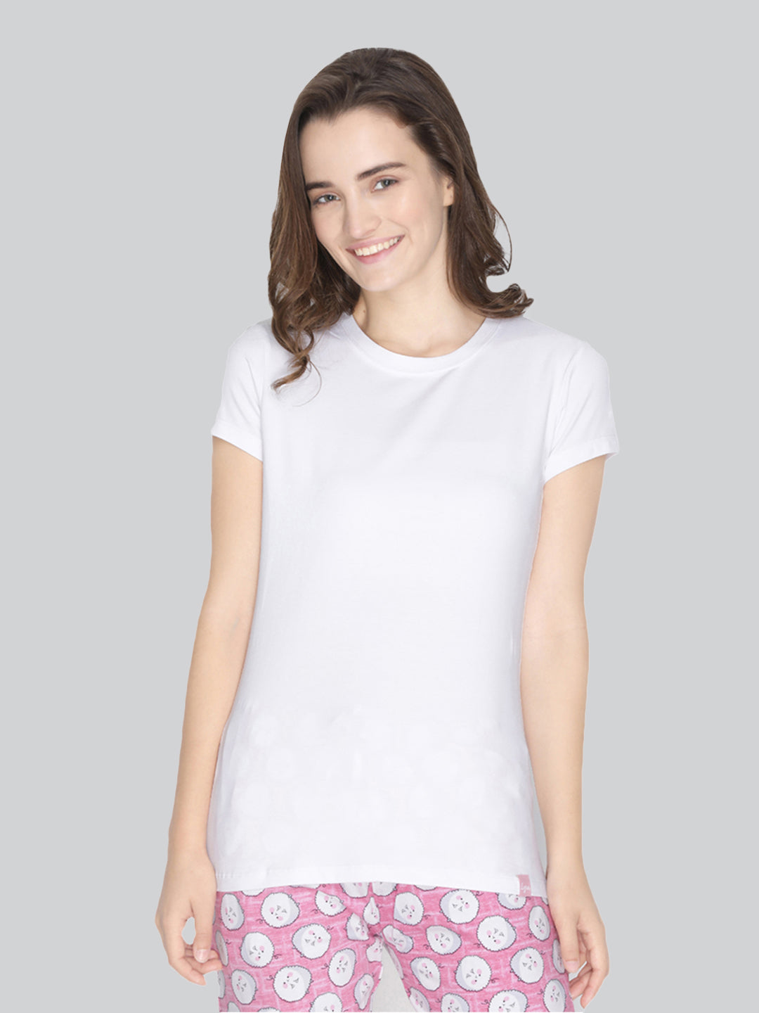 Women's White Graphic Printed Round Neck Boxy T-Shirt