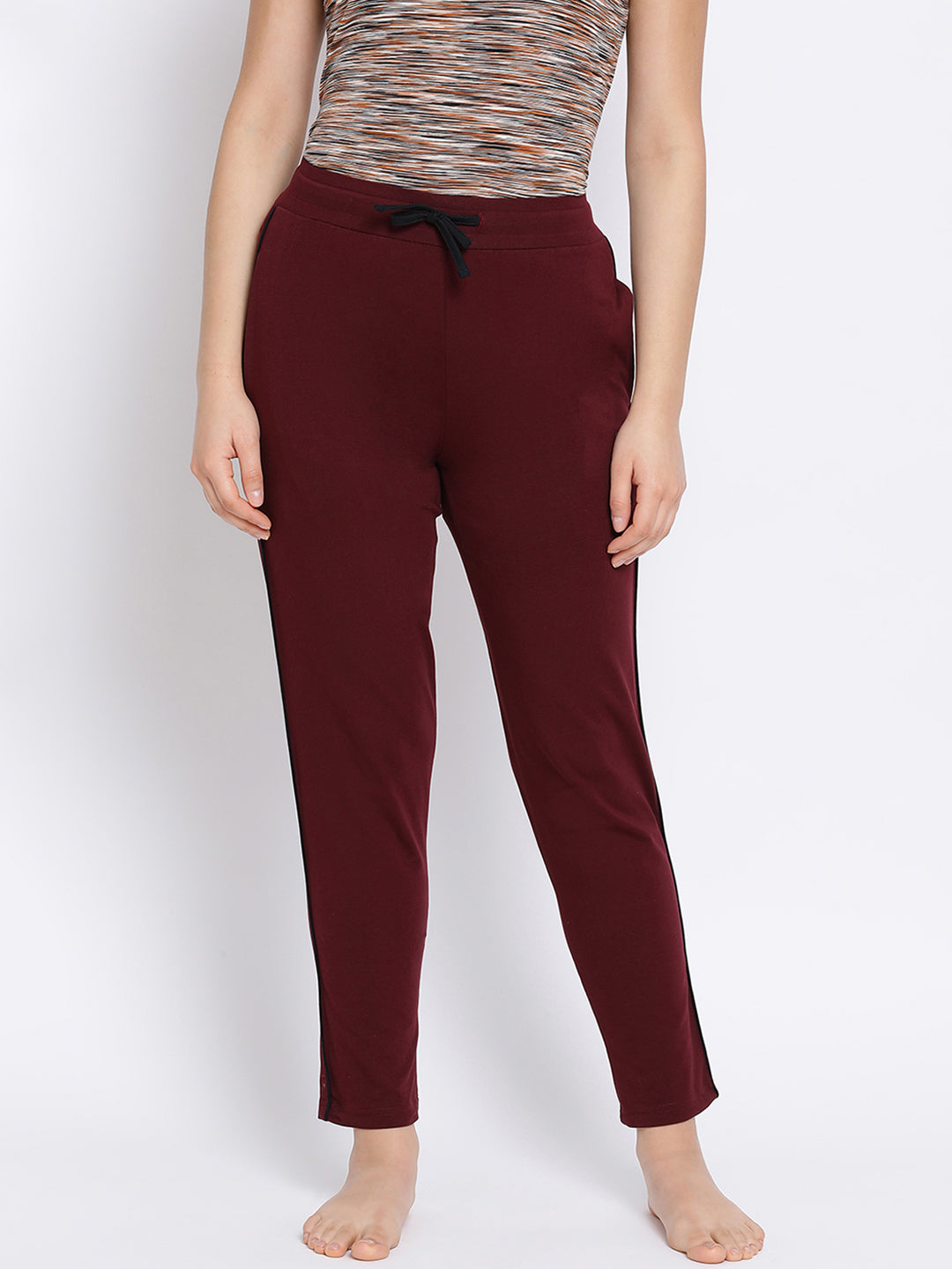 Maroon Straight Fit Trackpants