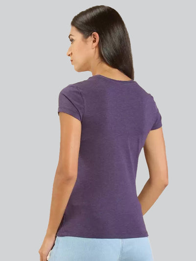 Purple Printed Round Neck T-Shirt #403