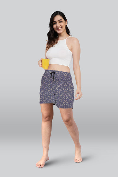 Grey Printed Night Shorts