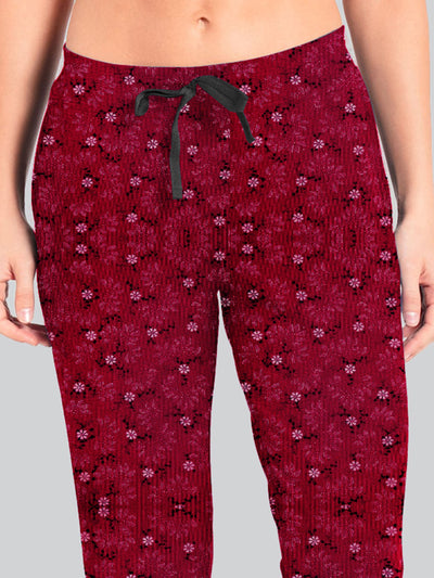 Maroon Printed 3/4 Relax Pyjama #602
