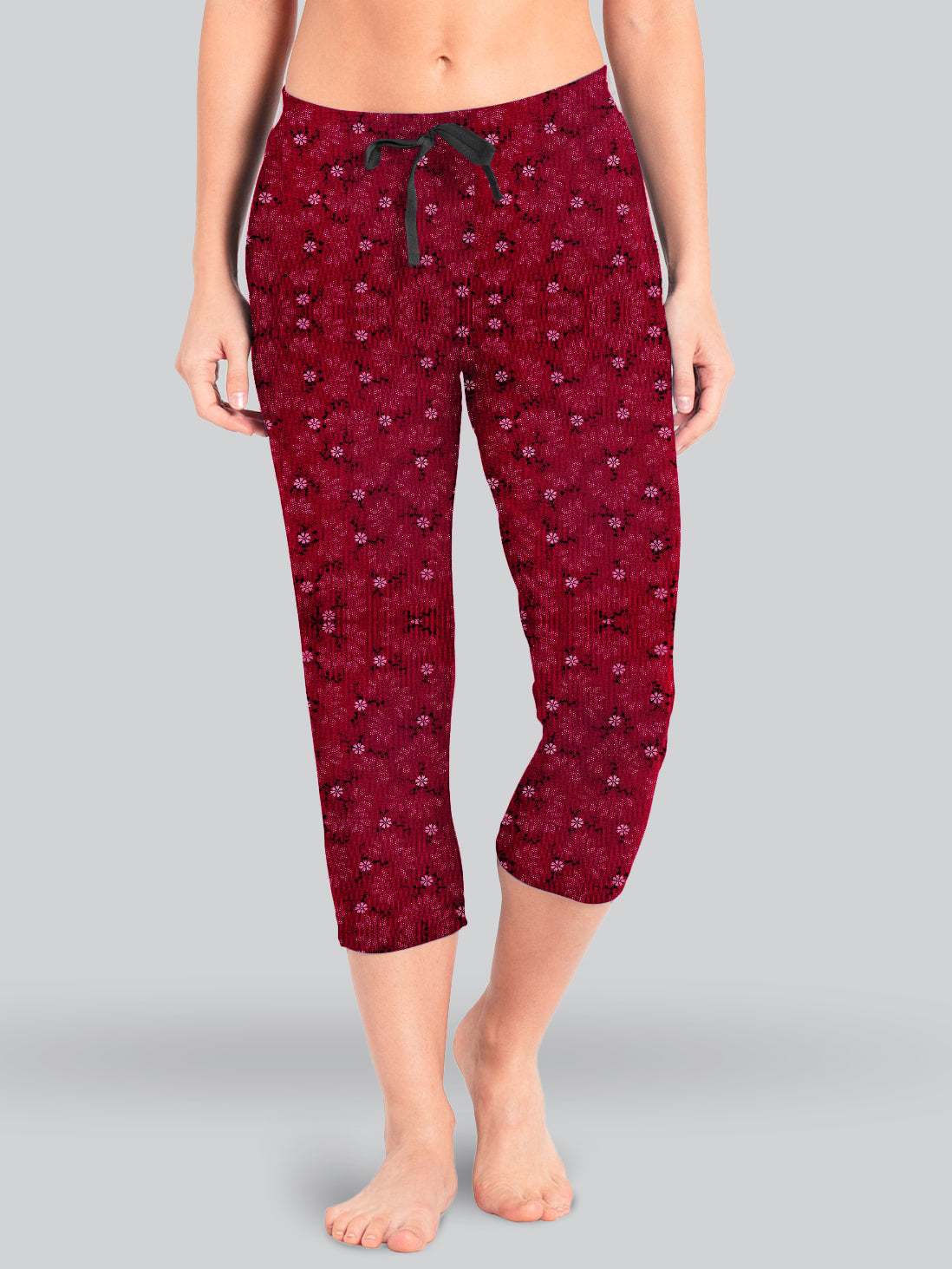 Maroon Printed 3/4 Relax Pyjama #602