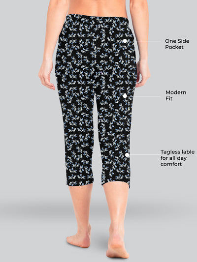 Black Printed Relax Pyjama #602