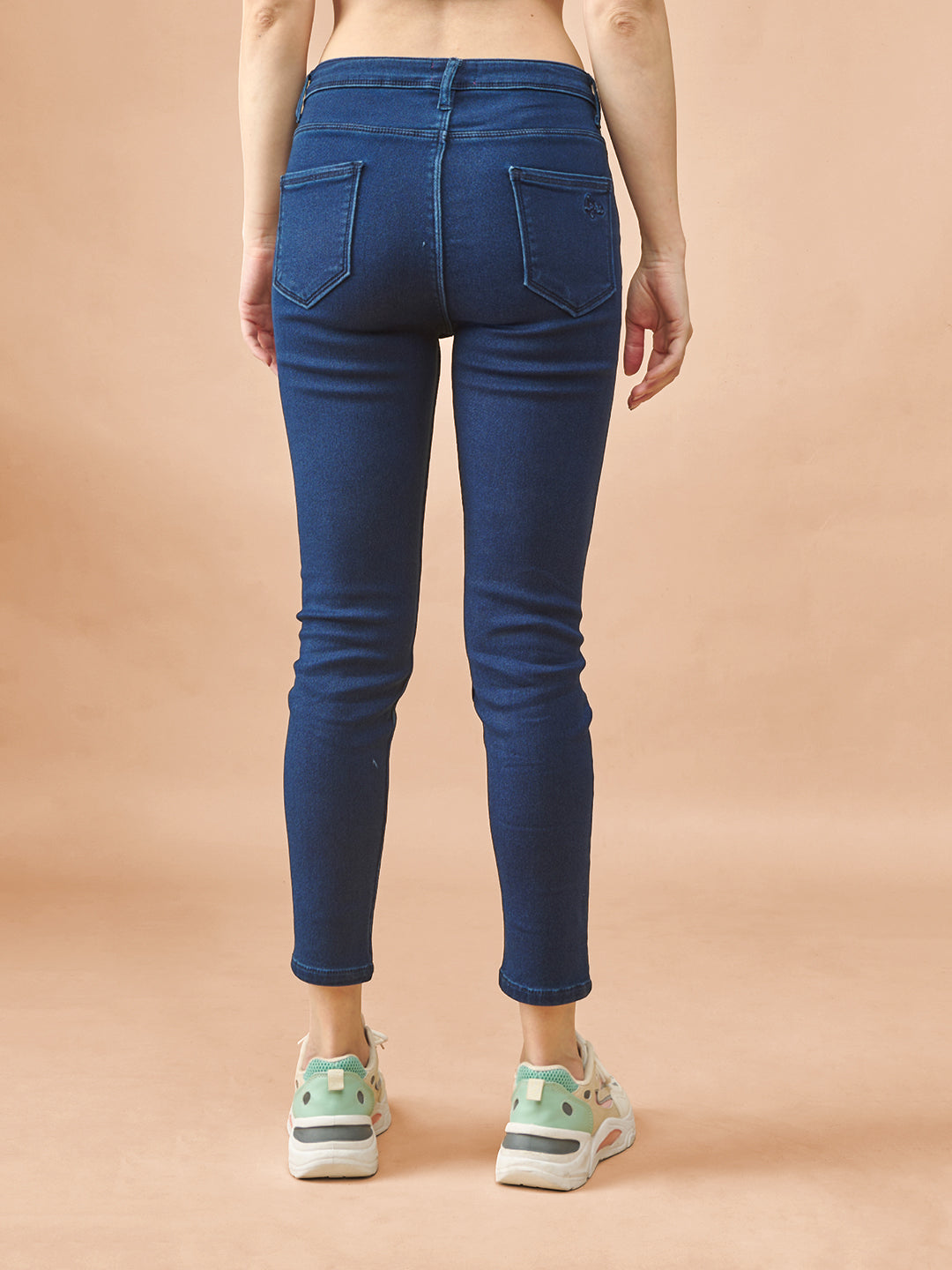 Blue High-Waist Ankle-Length Tapered Jeans #801