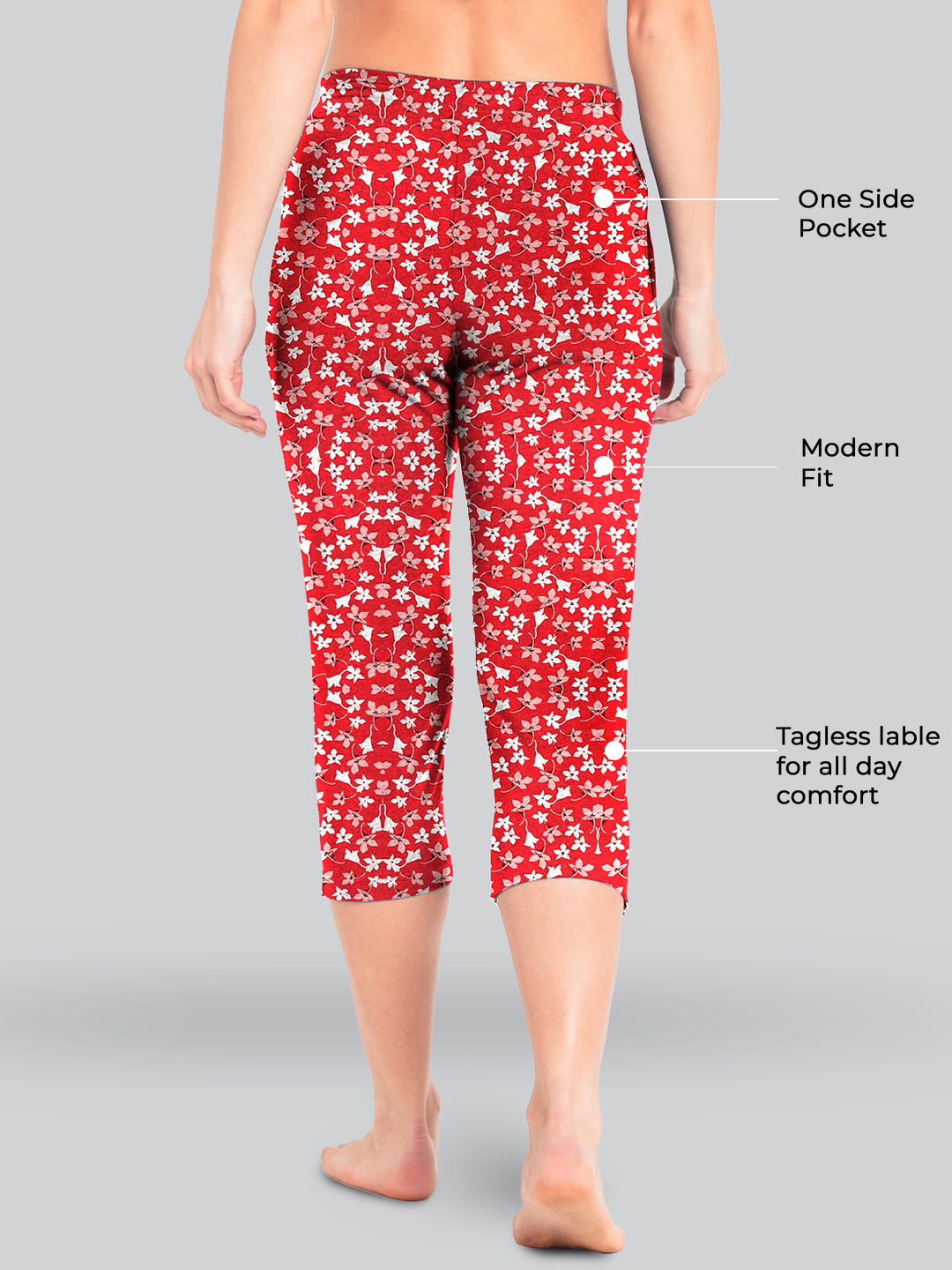 Red Printed 3/4 Relax Pyjama #602