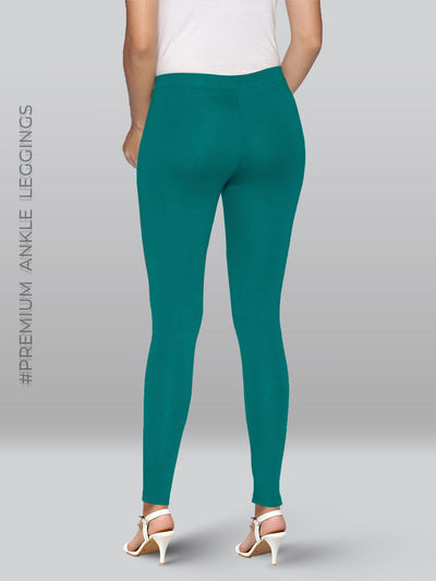 Blue Green Viscose Ankle Length Leggings