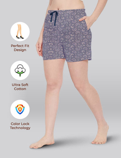 Grey Printed Night Shorts