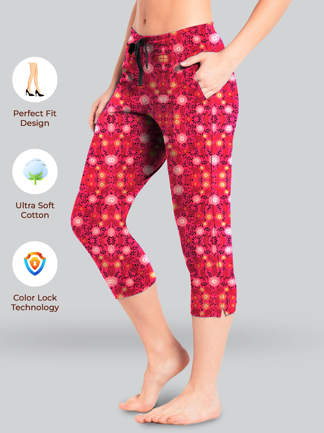 Deep Pink Printed Relax Pyjama #602