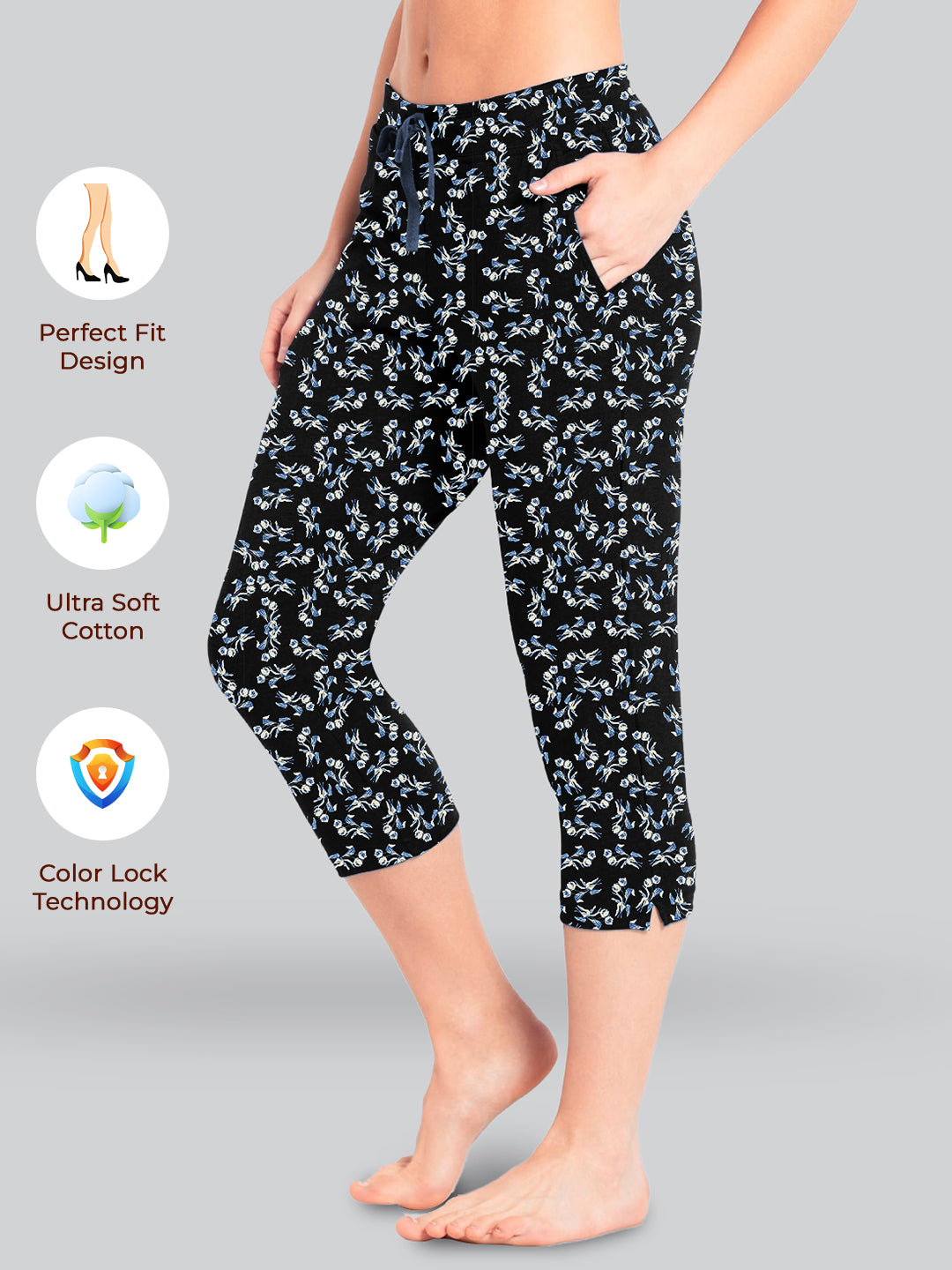 Black Printed Relax Pyjama #602