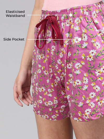Pink Printed Night Shorts #603