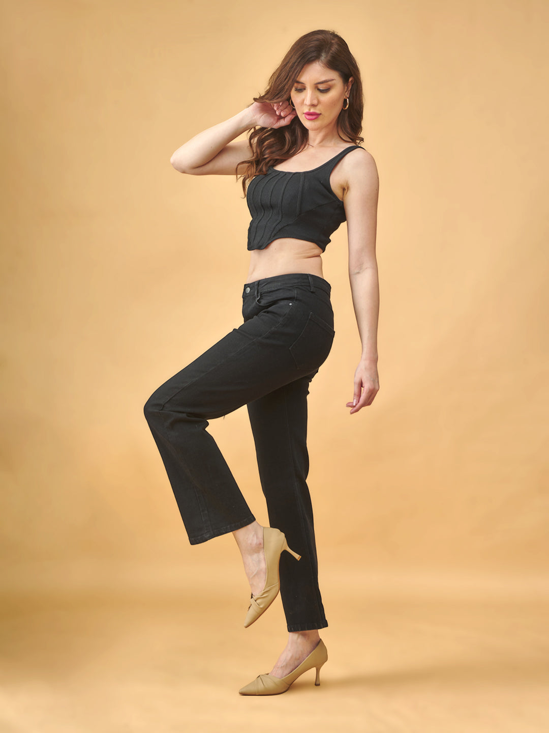 Black Wide-Leg Baggy Sailor Fit Jeans #803