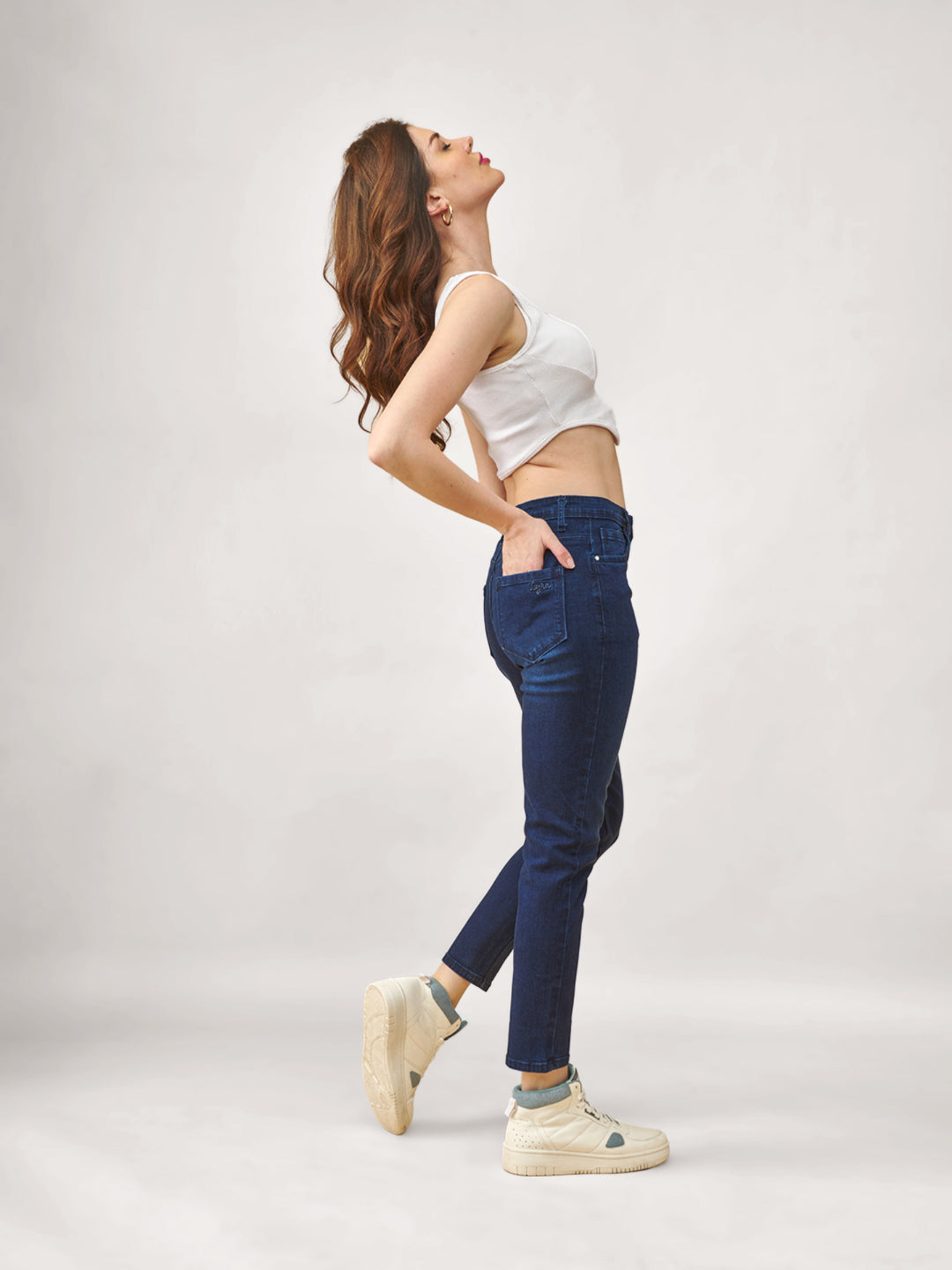 Blue Mid-Rise Slim Fit Ankle Length Jeans #804