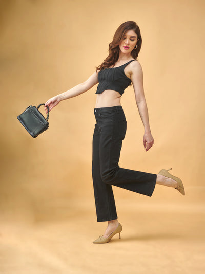 Black Wide-Leg Baggy Sailor Fit Jeans #803