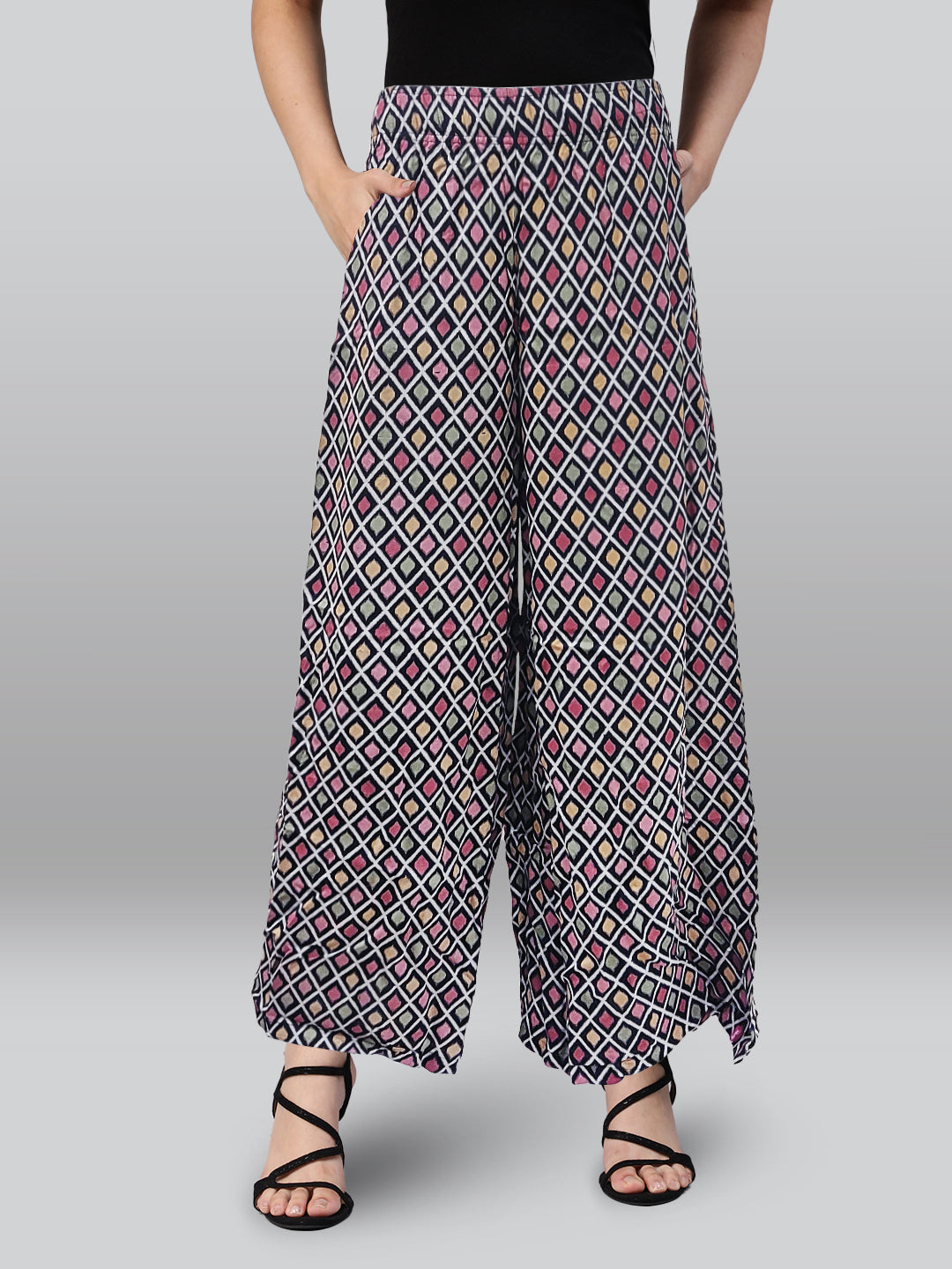 Navy Printed Palazzo