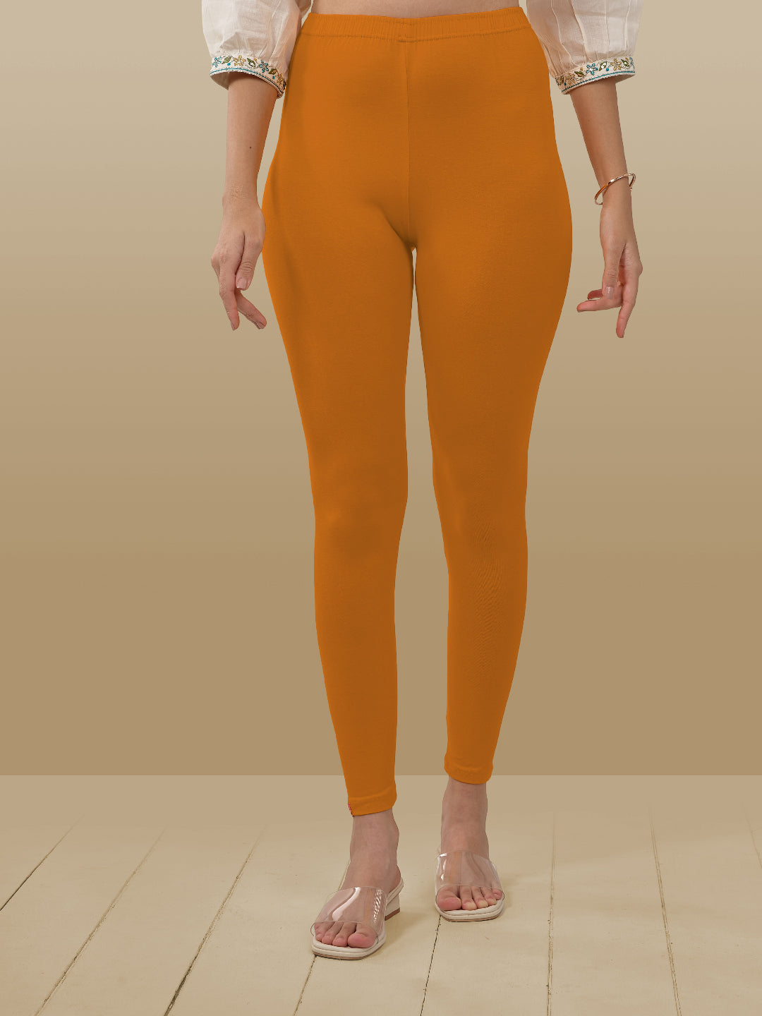 Orange Ankle Length Leggings