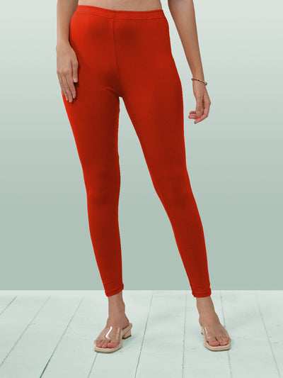 Red Ankle Length Leggings