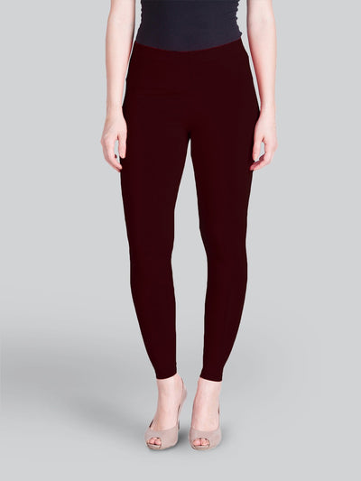 White And Maroon Ankle Length Leggings Combo
