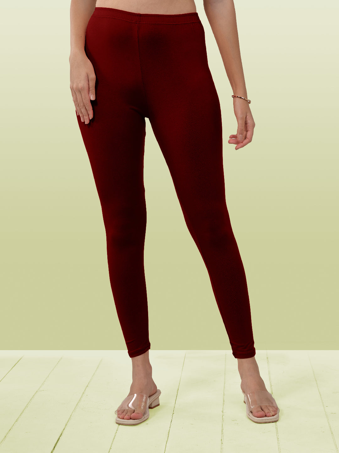 Red Ankle Length Leggings