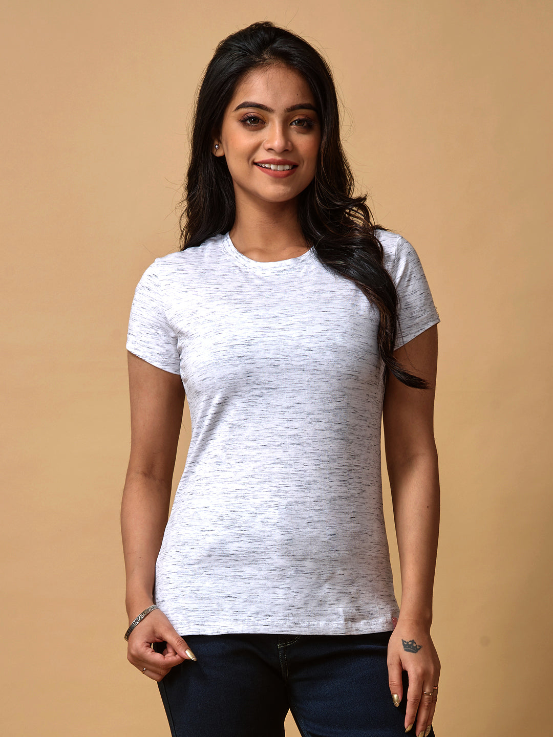 Grey Round Neck T Shirt For Women