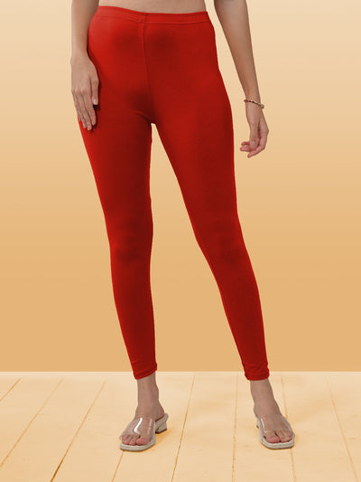 Red Ankle Length Leggings