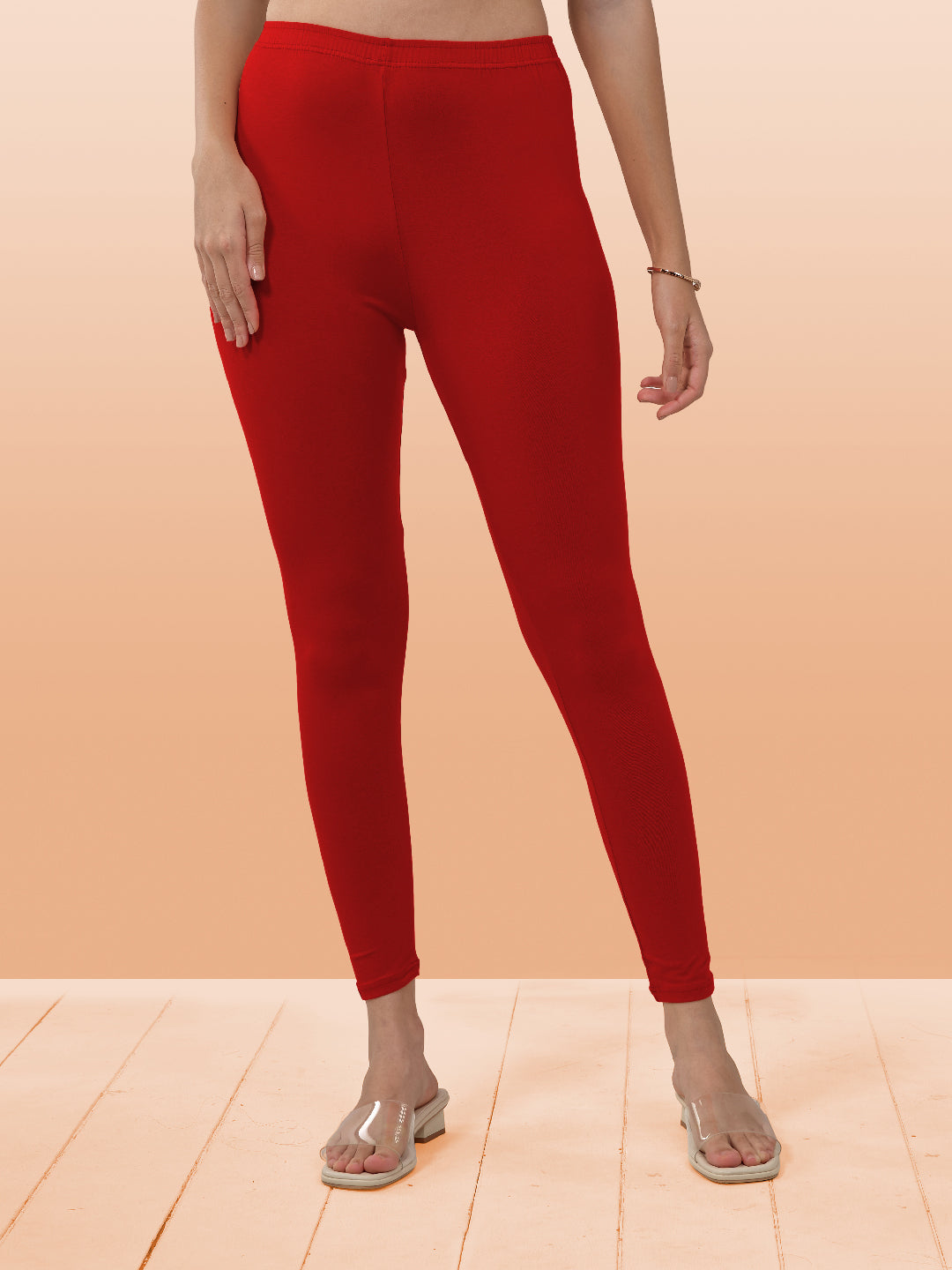 Red Ankle Length Leggings