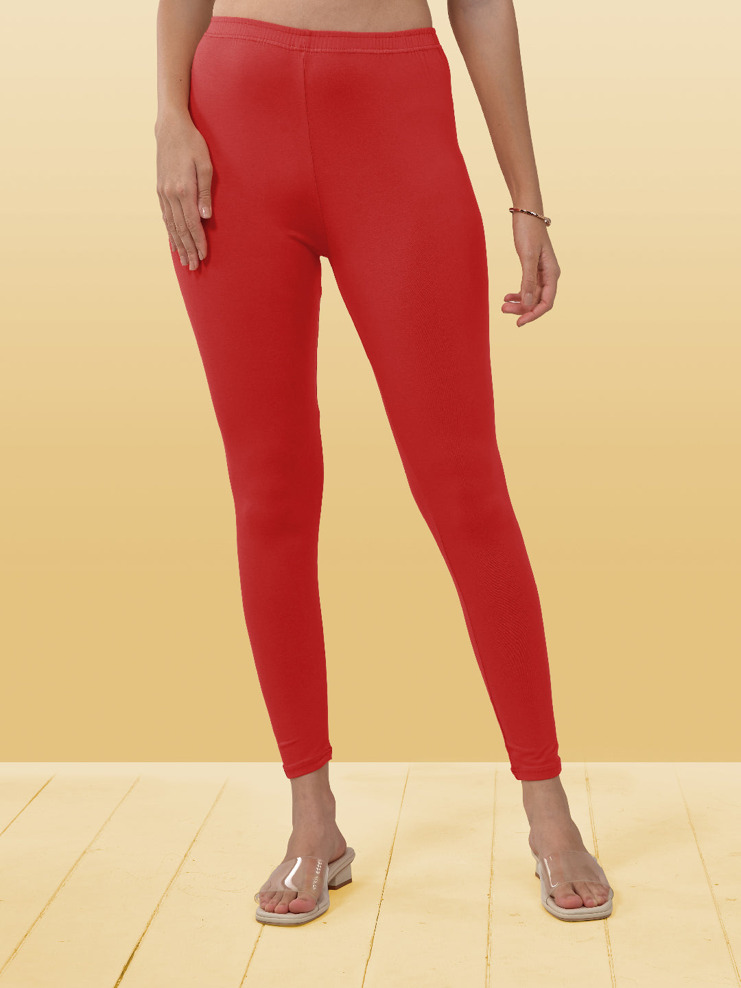 Red Ankle Length Leggings