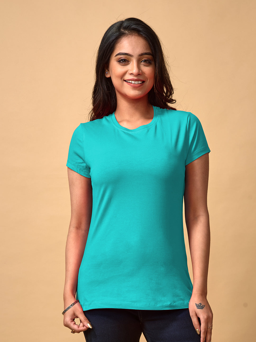 Blue Round Neck T-Shirt For Women