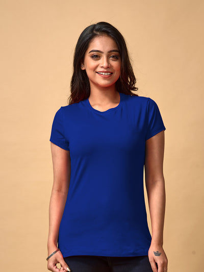 Blue Round Neck T-Shirt For Women