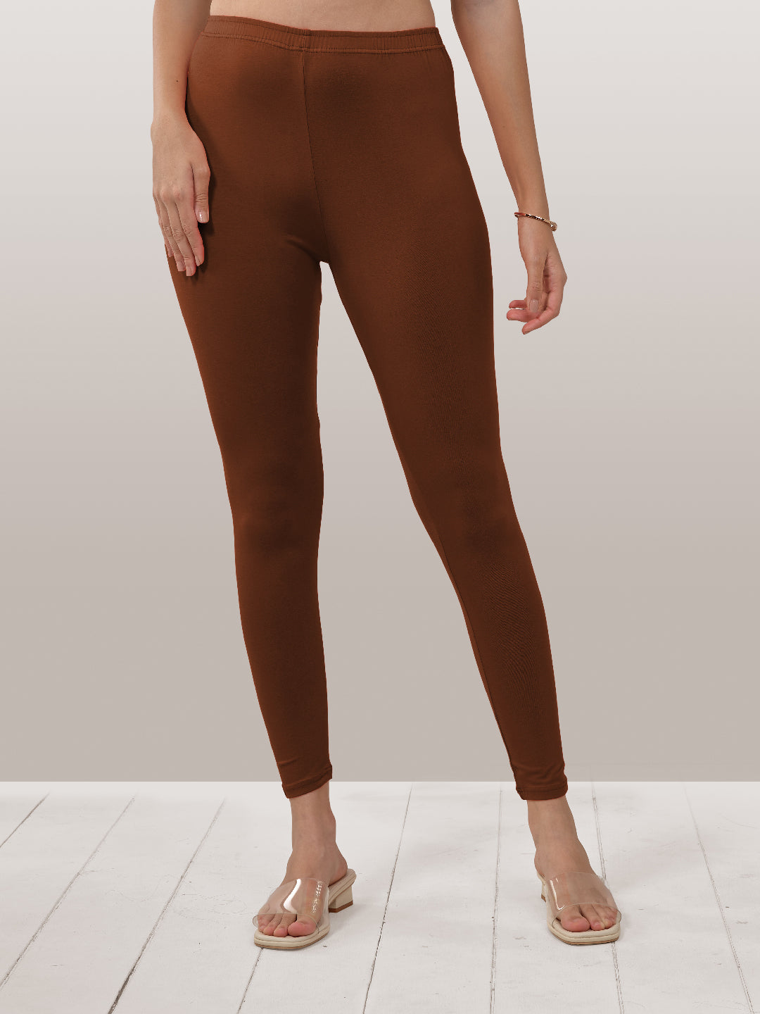 Brown Ankle Length Leggings