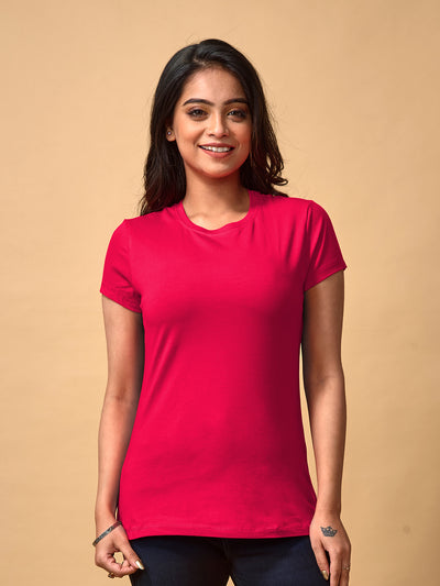 Pink Round Neck T Shirt For Women