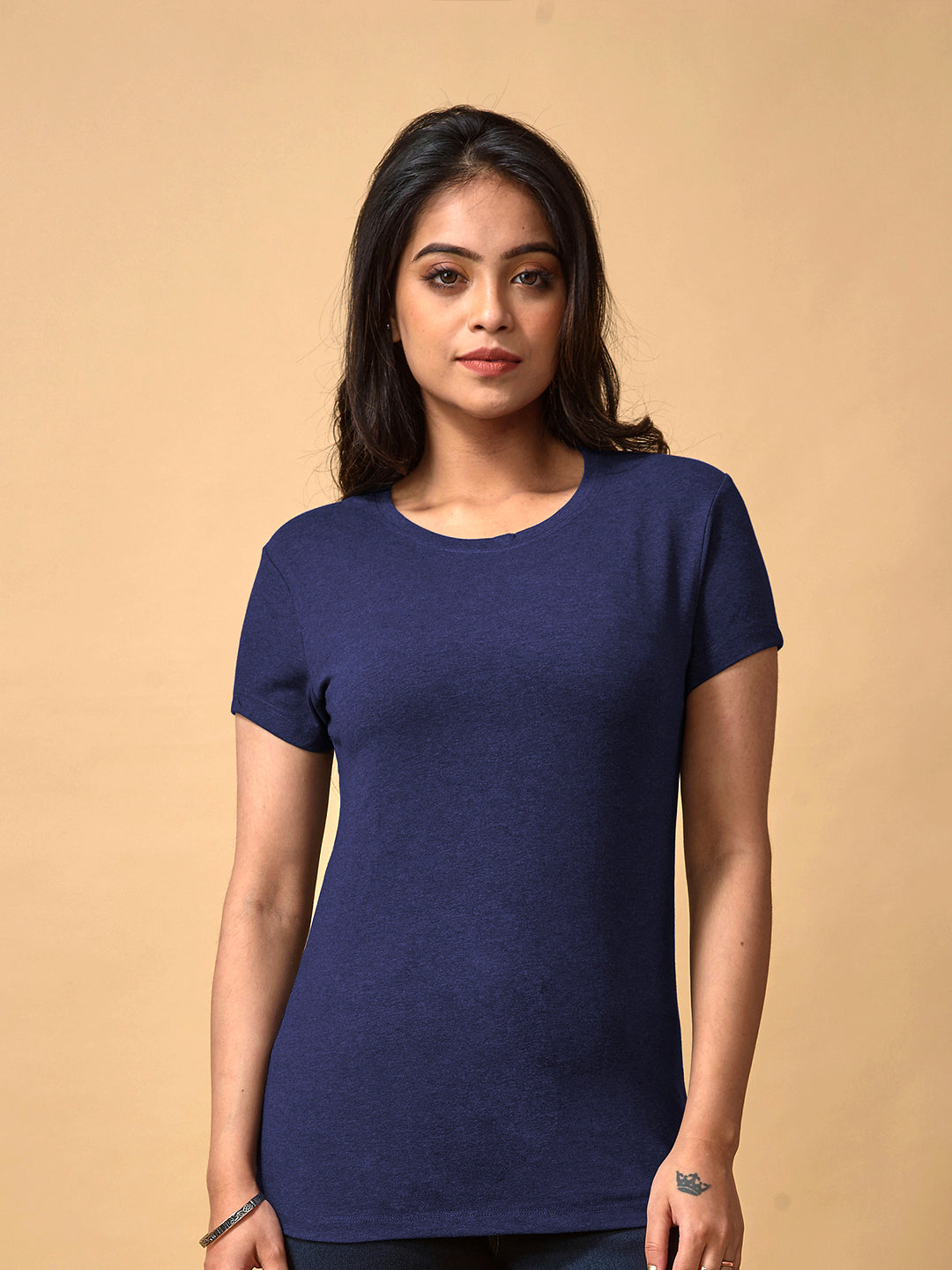 Blue Round Neck T-Shirt For Women