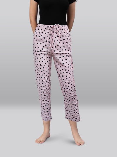 Pink printed rayon pyjama
