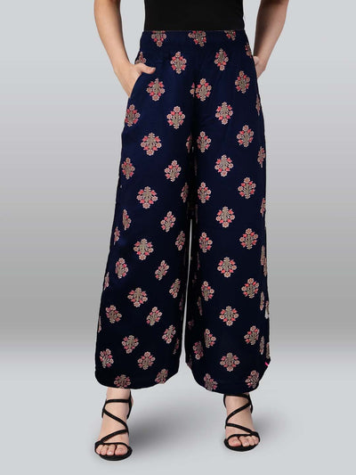 Navy Printed Palazzo