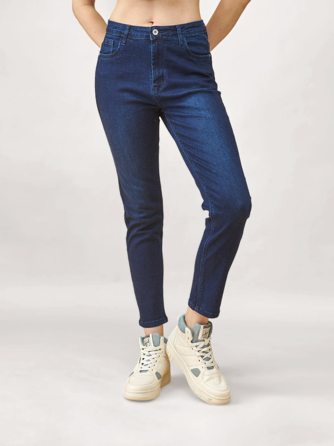 Blue Mid-Rise Slim Fit Ankle Length Jeans #804