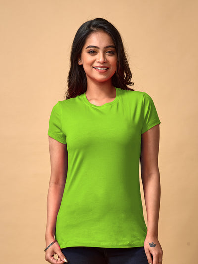 Green Round Neck T Shirt For Ladies