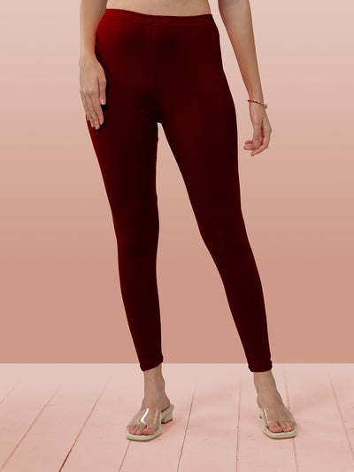 Maroon Ankle Length Leggings