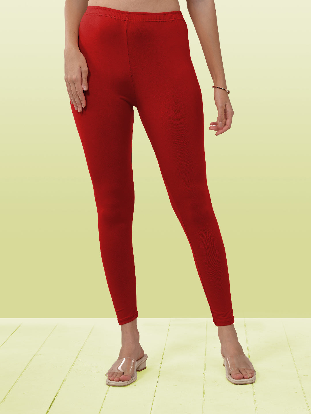 Red Ankle Length Leggings