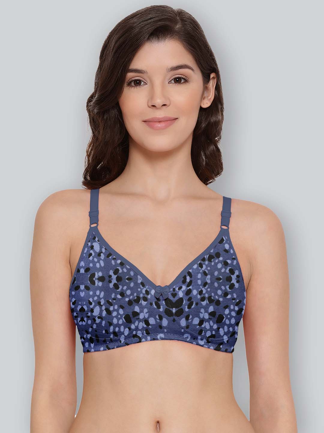 Blue Printed Floretta Encircled Non-Padded T-shirt Bra #513