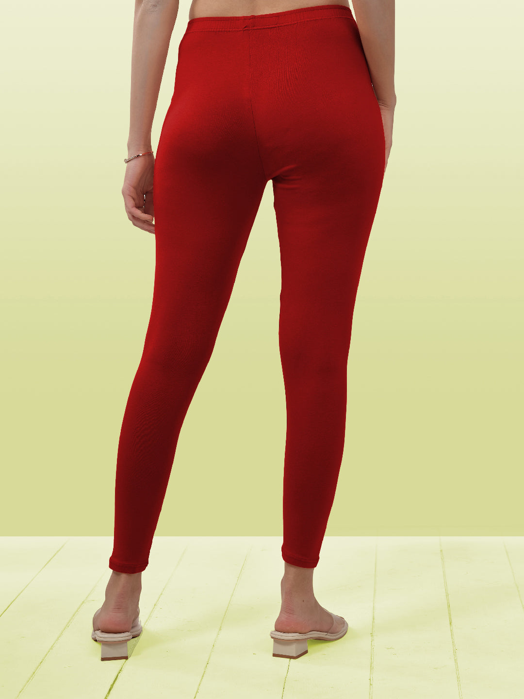 Red Ankle Length Leggings