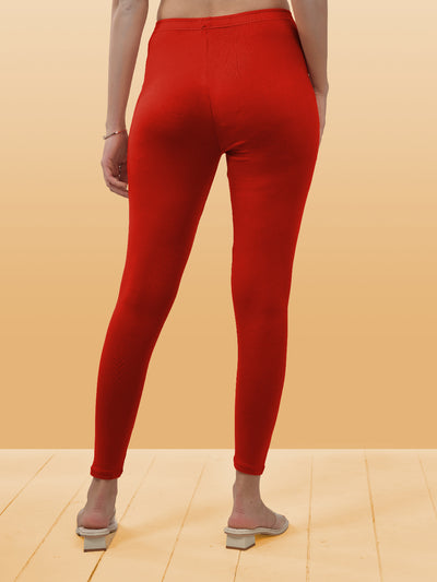 Red Ankle Length Leggings