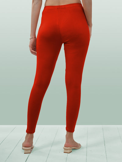 Red Ankle Length Leggings