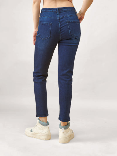 Blue Mid-Rise Slim Fit Ankle Length Jeans #804