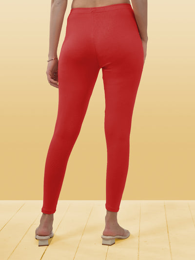 Red Ankle Length Leggings