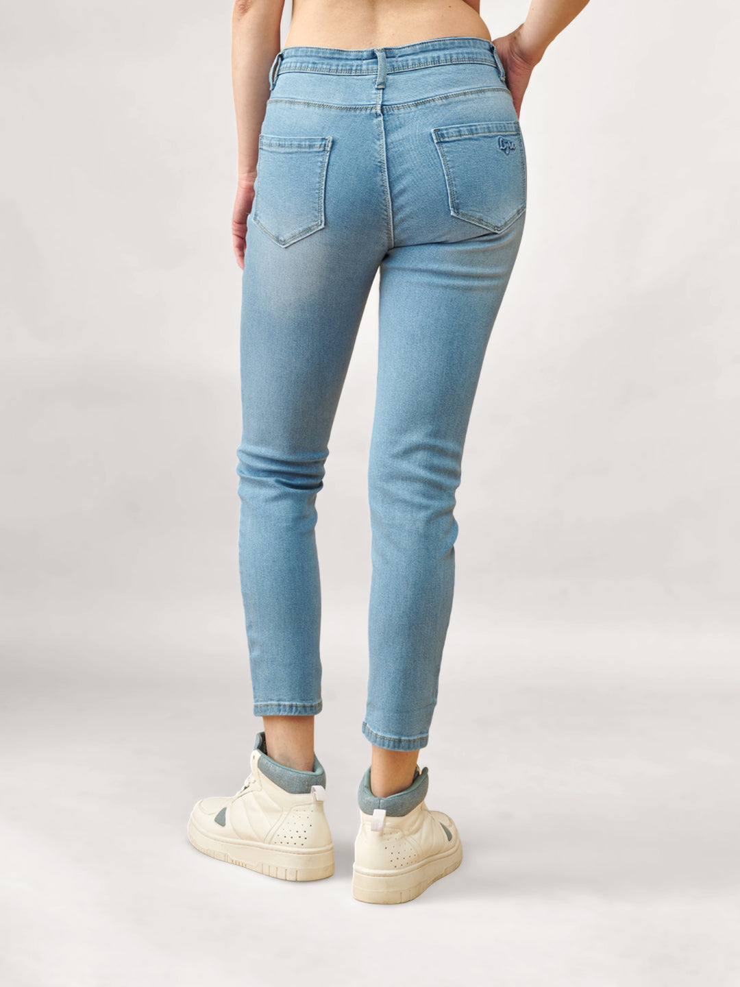 Blue Mid-Rise Slim Fit Ankle Length Jeans #804