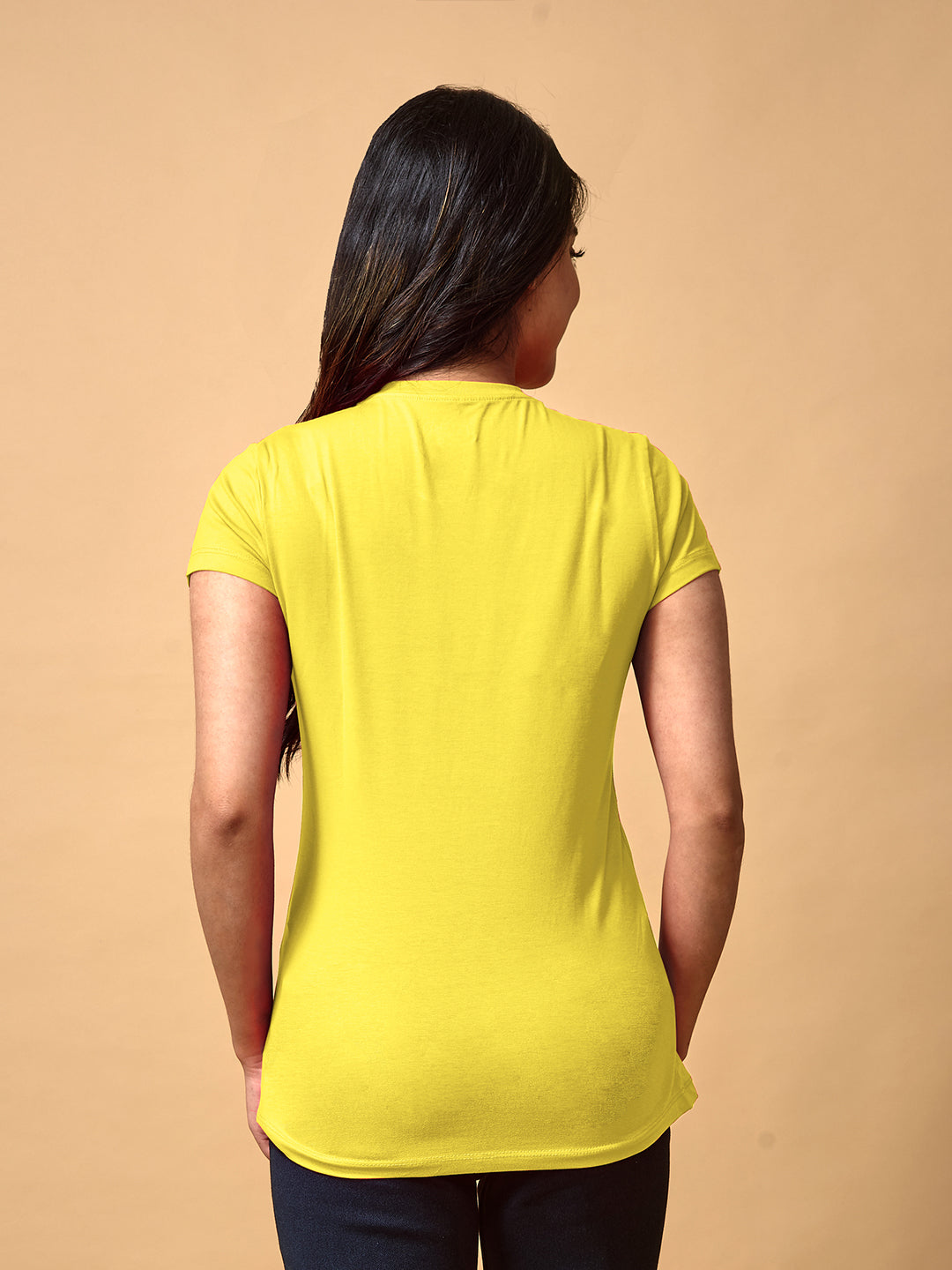 Yellow Round Neck T Shirt For Women