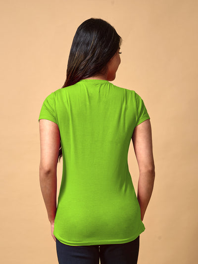 Green Round Neck T Shirt For Ladies