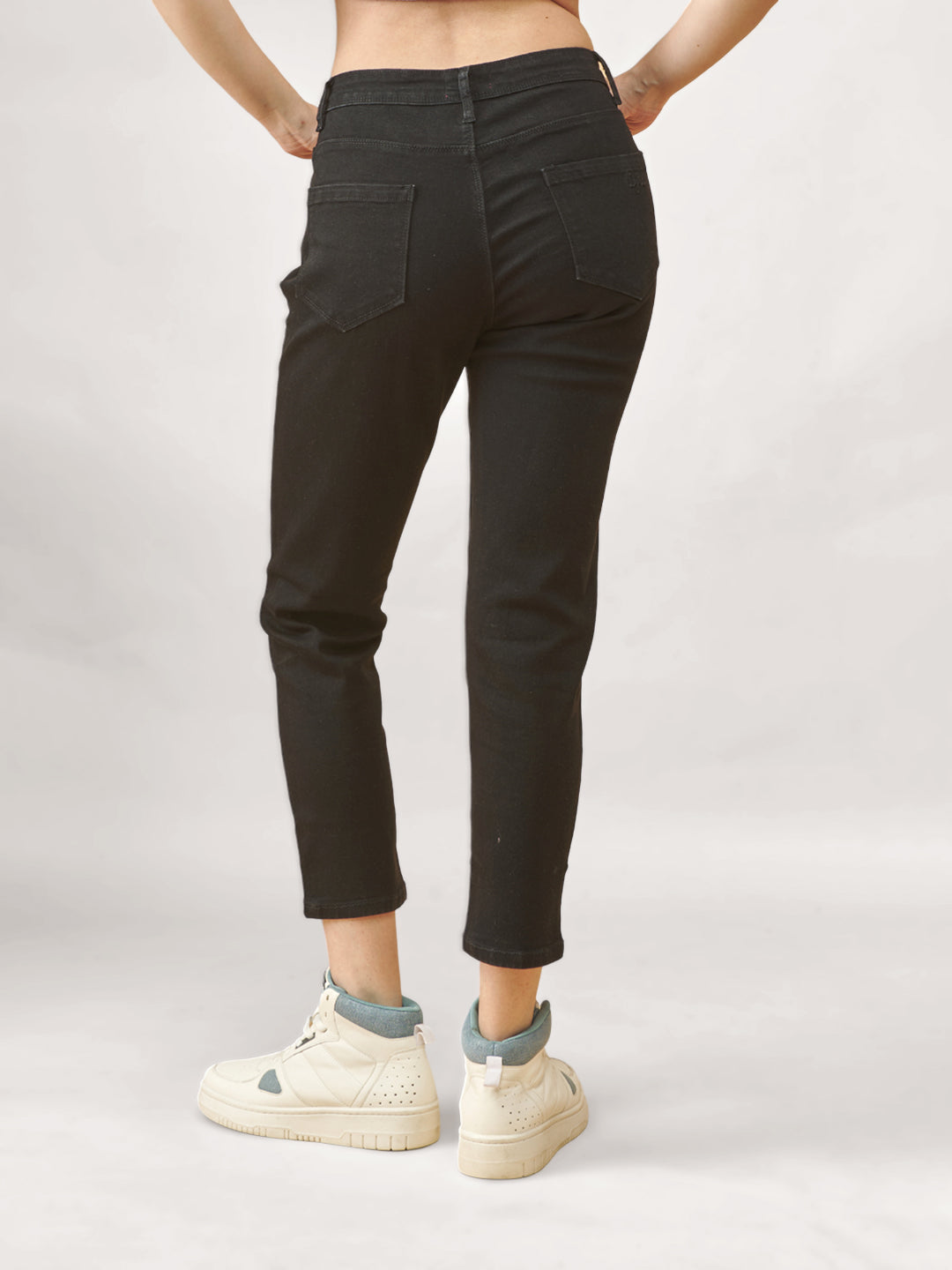 Black Mid-Rise Slim Fit Ankle Length Jeans #804